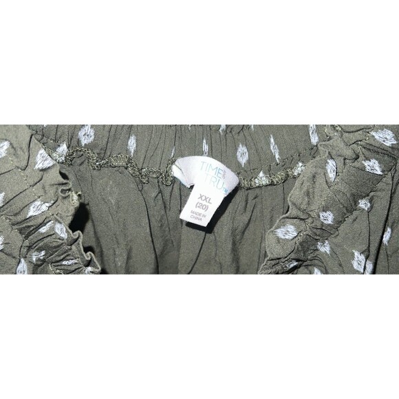 Time and Tru Women's Textured Mini Dress Puff Sleeves Size 2XL Color Green - Picture 2 of 4